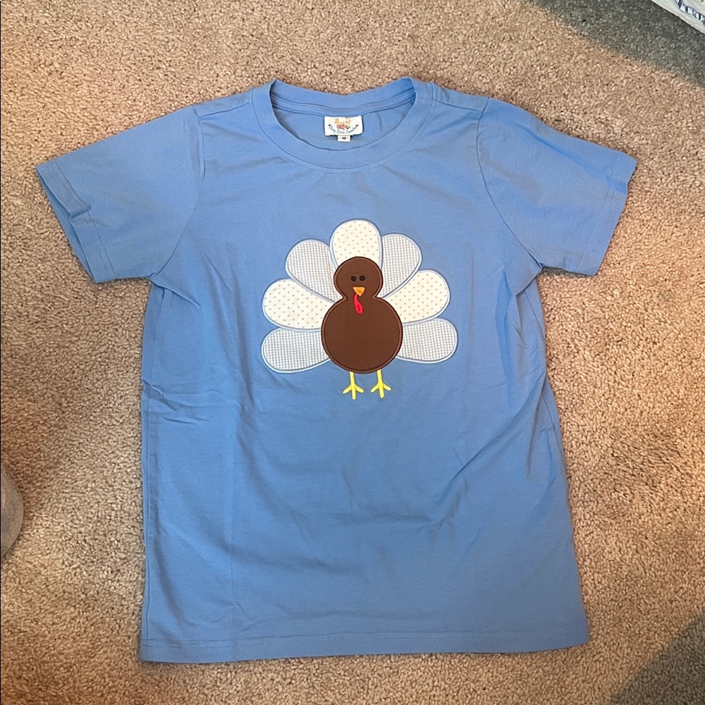 Blue Turkey appliqué Kids T-Shirt